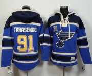 Wholesale Cheap Blues #91 Vladimir Tarasenko Light Blue Sawyer Hooded Sweatshirt Stitched NHL Jersey