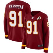Wholesale Cheap Nike Redskins #91 Ryan Kerrigan Burgundy Red Team Color Women's Stitched NFL Limited Therma Long Sleeve Jersey