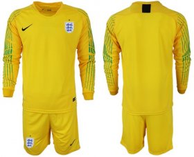 Wholesale Cheap England Blank Yellow Long Sleeves Goalkeeper Soccer Country Jersey