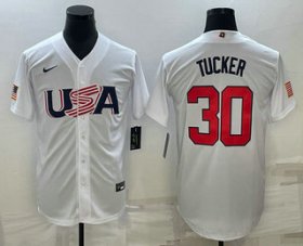 Cheap Men\'s USA Baseball #30 Kyle Tucker 2023 White World Baseball Classic Stitched Jerseys