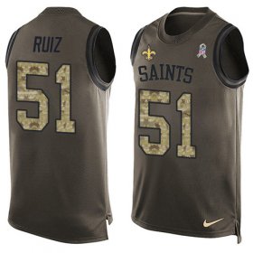 Wholesale Cheap Nike Saints #51 Cesar Ruiz Green Men\'s Stitched NFL Limited Salute To Service Tank Top Jersey