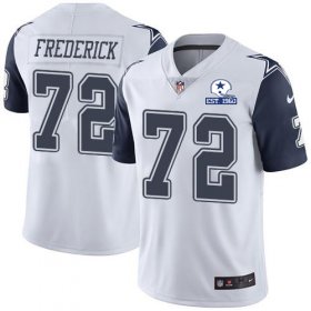 Wholesale Cheap Nike Cowboys #72 Travis Frederick White Men\'s Stitched With Established In 1960 Patch NFL Limited Rush Jersey
