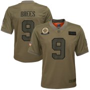 Wholesale Cheap Youth New Orleans Saints #9 Drew Brees Nike Camo 2019 Salute to Service Game Jersey