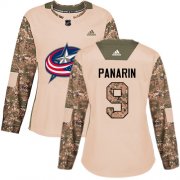 Wholesale Cheap Adidas Blue Jackets #9 Artemi Panarin Camo Authentic 2017 Veterans Day Women's Stitched NHL Jersey