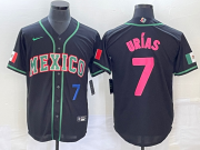 Wholesale Cheap Men's Mexico Baseball #7 Julio Urias Number 2023 Black Pink World Classic Stitched Jersey