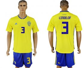 Wholesale Cheap Sweden #3 Lindelof Home Soccer Country Jersey