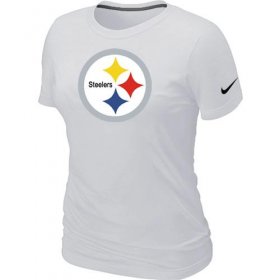 Wholesale Cheap Women\'s Nike Pittsburgh Steelers Logo NFL T-Shirt White