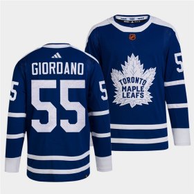 Wholesale Cheap Men\'s Toronto Maple Leafs Black #55 Mark Giordano Blue 2022 Reverse Retro Stitched Jersey