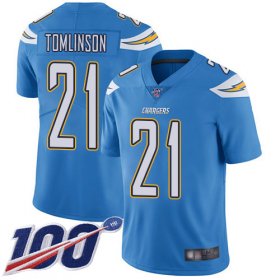 Wholesale Cheap Nike Chargers #21 LaDainian Tomlinson Electric Blue Alternate Men\'s Stitched NFL 100th Season Vapor Limited Jersey