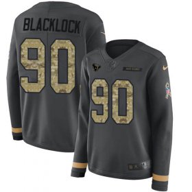 Wholesale Cheap Nike Texans #90 Ross Blacklock Anthracite Salute to Service Women\'s Stitched NFL Limited Therma Long Sleeve Jersey