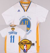 Wholesale Cheap Men's Golden State Warriors #11 Klay Thompson White Short-Sleeved 2016 The NBA Finals Patch Jersey