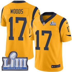 Wholesale Cheap Nike Rams #17 Robert Woods Gold Super Bowl LIII Bound Men\'s Stitched NFL Limited Rush Jersey