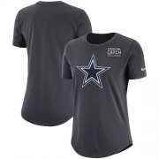 Wholesale Cheap NFL Women's Dallas Cowboys Nike Anthracite Crucial Catch Tri-Blend Performance T-Shirt