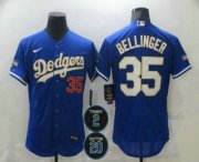 Wholesale Cheap Men's Los Angeles Dodgers #35 Cody Bellinger Blue Gold #2 #20 Patch Stitched MLB Flex Base Nike Jersey