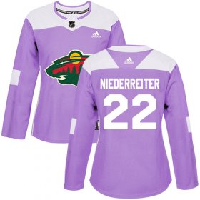 Wholesale Cheap Adidas Wild #22 Nino Niederreiter Purple Authentic Fights Cancer Women\'s Stitched NHL Jersey