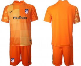 Wholesale Cheap Men 2021-2022 Club Atletico Madrid orange red goalkeeper blank Soccer Jersey