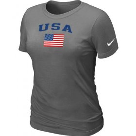 Wholesale Cheap Women\'s USA Olympics USA Flag Collection Locker Room T-Shirt Dark Grey