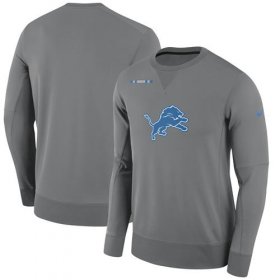 Wholesale Cheap Men\'s Detroit Lions Nike Charcoal Sideline Team Logo Performance Sweatshirt