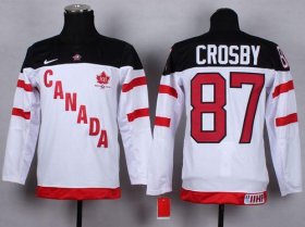 Wholesale Cheap Team Canada #87 Sidney Crosby White 100th Anniversary Stitched Youth NHL Jersey