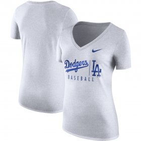 Wholesale Cheap Los Angeles Dodgers Nike Women\'s Tri-Blend Practice T-Shirt White