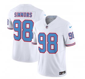 Wholesale Cheap Men\'s Tennessee Titans #98 Jeffery Simmons White 2023 F.U.S.E. Vapor Limited Throwback Football Stitched Jersey