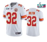 Wholesale Cheap Men's Kansas City Chiefs #32 Nick Bolton White Super Bowl LVII Patch Vapor Untouchable Limited Stitched Jersey