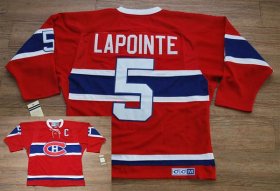 Wholesale Cheap Canadiens #5 Guy Lapointe Stitched Red CH CCM Throwback NHL Jersey