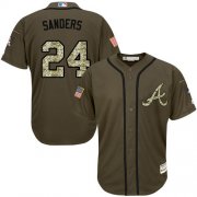 Wholesale Cheap Braves #24 Deion Sanders Green Salute to Service Stitched MLB Jersey