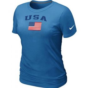 Wholesale Cheap Women\'s USA Olympics USA Flag Collection Locker Room T-Shirt Light Blue