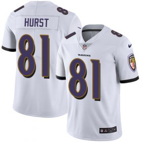 Wholesale Cheap Nike Ravens #81 Hayden Hurst White Men\'s Stitched NFL Vapor Untouchable Limited Jersey