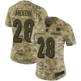 Wholesale Cheap Nike Bengals #28 Joe Mixon Camo Women\'s Stitched NFL Limited 2018 Salute to Service Jersey