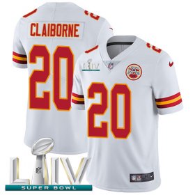 Wholesale Cheap Nike Chiefs #20 Morris Claiborne White Super Bowl LIV 2020 Men\'s Stitched NFL Vapor Untouchable Limited Jersey