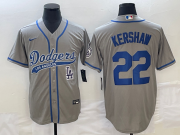 Wholesale Cheap Men's Los Angeles Dodgers #22 Clayton Kershaw Grey Cool Base Stitched Baseball Jersey1