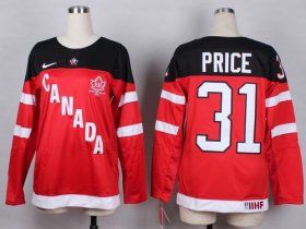 Wholesale Cheap Team Canada #31 Carey Price Red 100th Anniversary Women\'s Stitched NHL Jersey