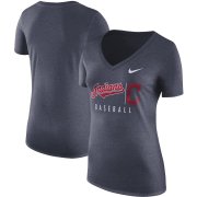Wholesale Cheap Cleveland Indians Nike Women's Practice Tri-Blend V-Neck T-Shirt Navy