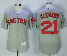 Wholesale Cheap Red Sox #21 Roger Clemens Grey Flexbase Authentic Collection Stitched MLB Jersey