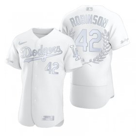 Wholesale Cheap Men\'s Los Angeles Dodgers #42 Jackie Robinson White Nike Flexbase Fashion Jersey