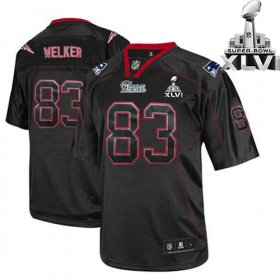 Wholesale Cheap Patriots #83 Wes Welker Lights Out Black Super Bowl XLVI Embroidered NFL Jersey