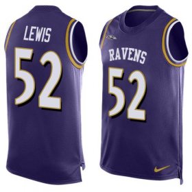 Wholesale Cheap Nike Ravens #52 Ray Lewis Purple Team Color Men\'s Stitched NFL Limited Tank Top Jersey