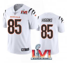 Wholesale Cheap Men\'s Cincinnati Bengals #85 Tee Higgins 2022 White Super Bowl LVI Vapor Limited Stitched Jersey