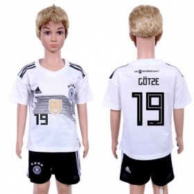 Wholesale Cheap Germany #19 Gotze White Home Kid Soccer Country Jersey