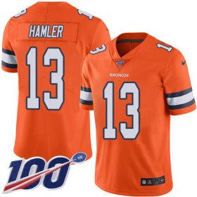 Wholesale Cheap Nike Broncos #13 KJ Hamler Orange Men\'s Stitched NFL Limited Rush 100th Season Jersey