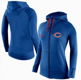 Wholesale Cheap Women\'s Nike Chicago Bears Full-Zip Performance Hoodie Blue