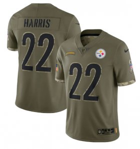 Wholesale Cheap Men\'s Pittsburgh Steelers #22 Najee Harris 2022 Olive Salute To Service Limited Stitched Jersey