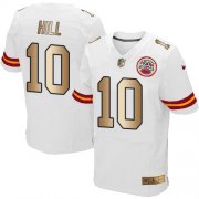 Wholesale Cheap Nike Chiefs #10 Tyreek Hill White Men's Stitched NFL Elite Gold Jersey