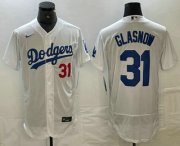 Cheap Men's Los Angeles Dodgers #31 Tyler Glasnow Number White Stitched Flex Base Nike Jersey