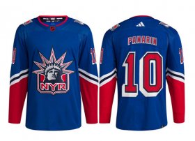 Wholesale Cheap Men\'s New York Rangers #10 Artemi Panarin Blue 2022 Reverse Retro Stitched Jersey