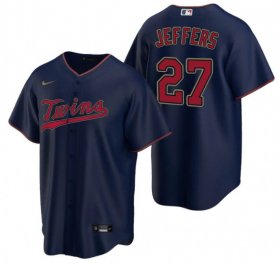 Wholesale Cheap Men\'s Minnesota Twins #27 Ryan Jeffers Navy Cool Base Stitched Jersey