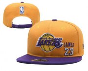 Wholesale Cheap Men's Los Angeles Lakers #23 LeBron James Purple Snapback Ajustable Cap Hat 1