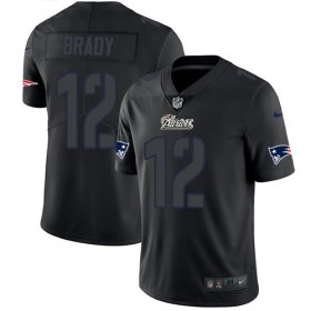 Wholesale Cheap Nike Patriots #12 Tom Brady Black Men\'s Stitched NFL Limited Rush Impact Jersey